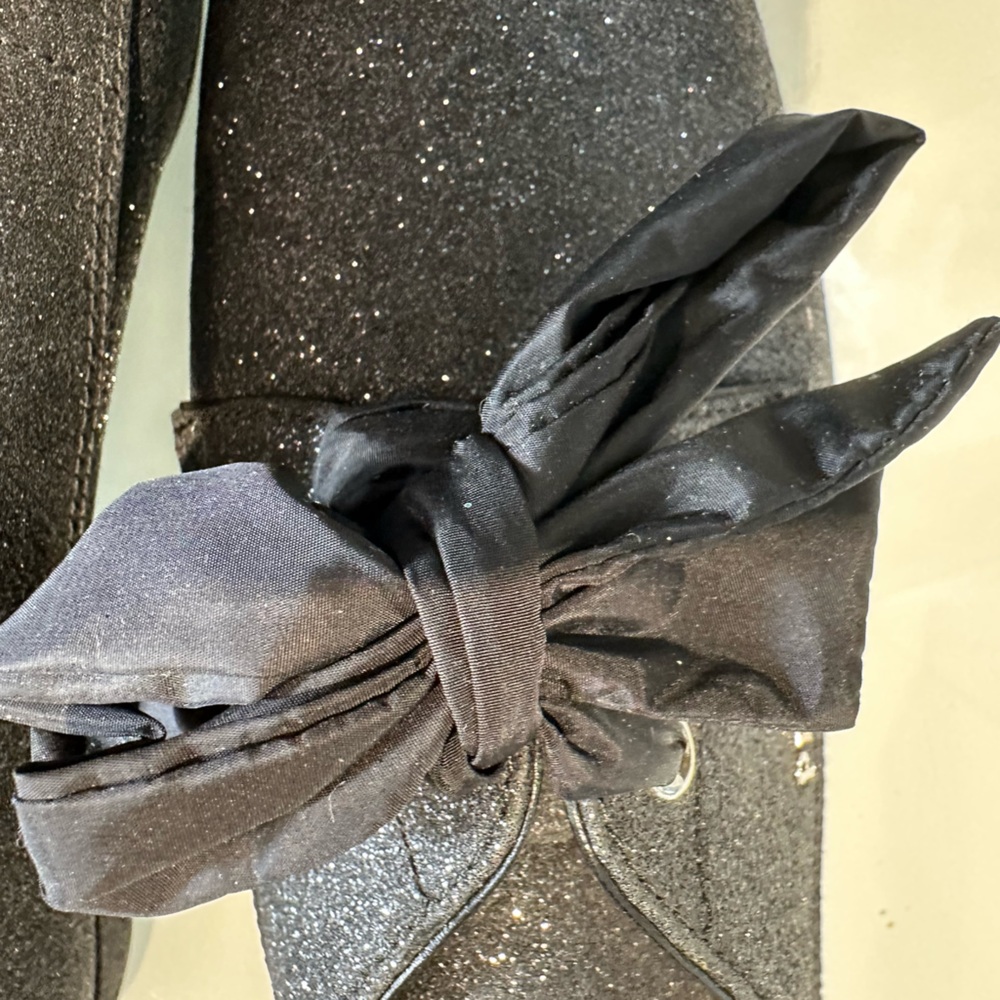 Prada 9B Black sparkle bow shoes - Picture 5 of 7